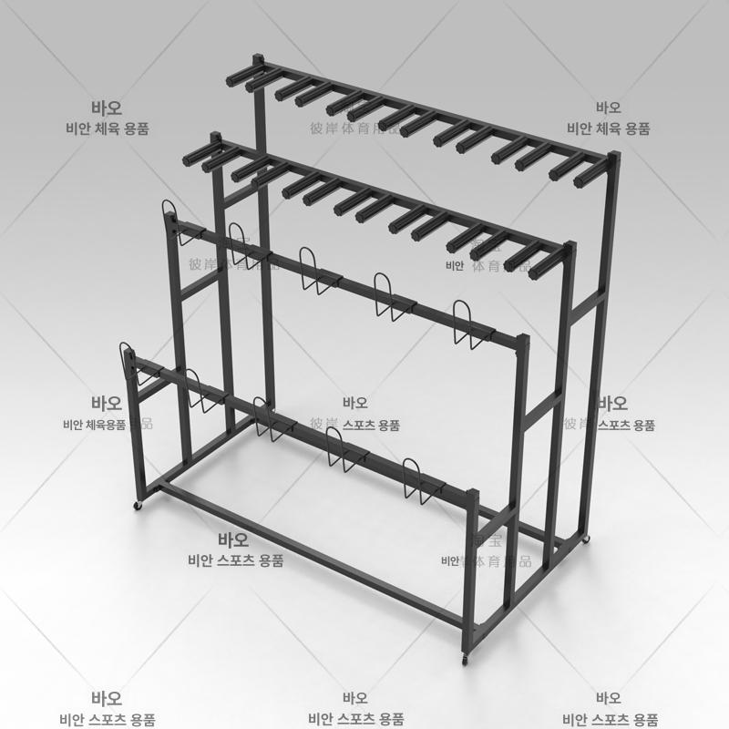 펜싱 헬멧 거치대 장비 진열대 보관함 펜싱검 보관대 바퀴 블랙 검14개+마스크10개 - 상세 이미지 5