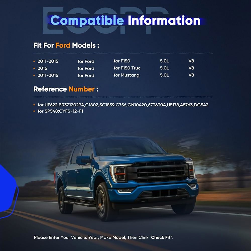 F-150 5.0L u200EUF-622 UF622 DG-542용 포드용 이리듐 스파크 플러그 8개가 장착된 ECCPP 8개 점화 코일 - 상세 이미지 2