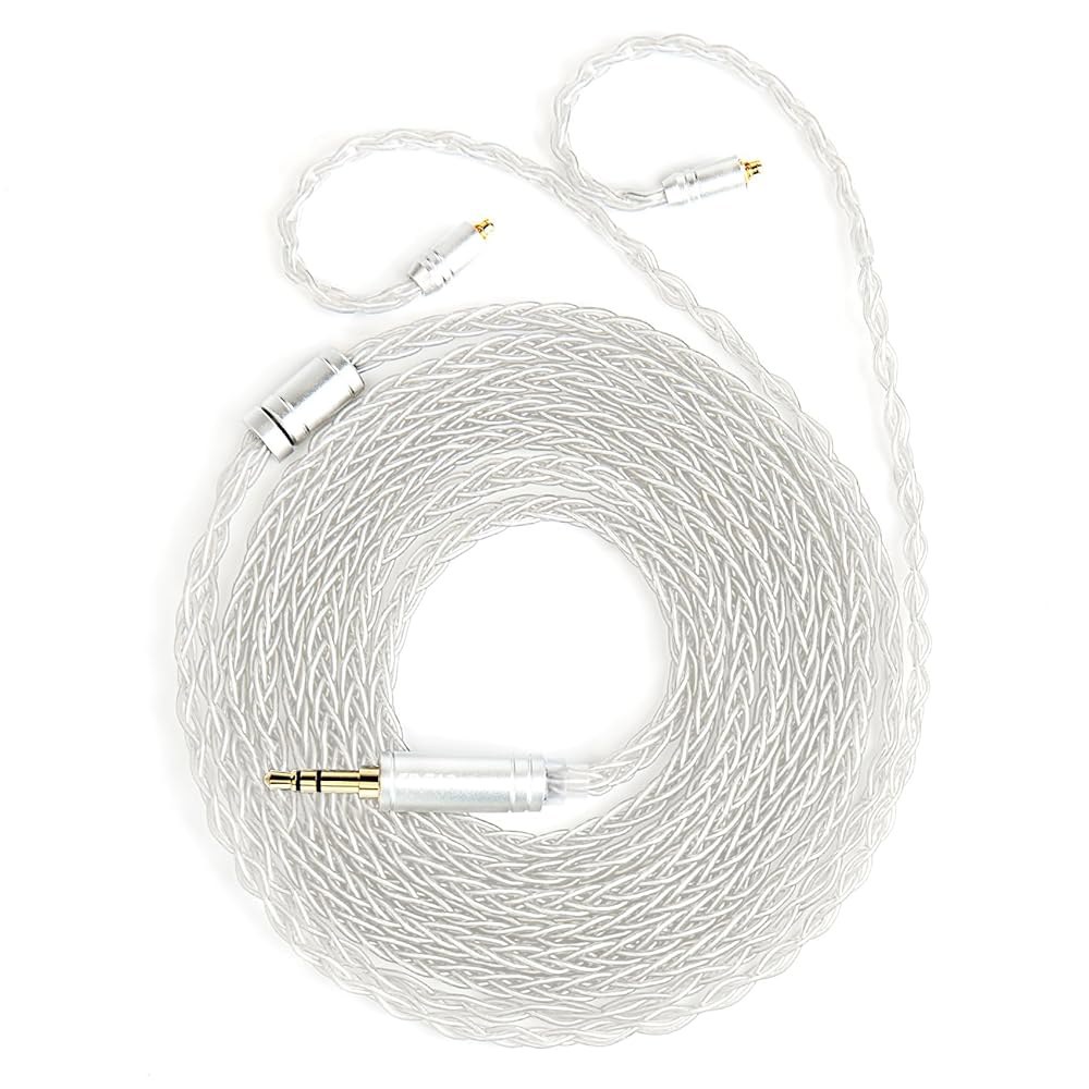 KBEAR ST12 Plus 2m 실버 Shure 헤드폰 3.5mm, JVC W40/W60용 도금 WESTONE MMCX IEM 업그레이드된 SE215/SE425/SE535/SE8 - 상품 이미지