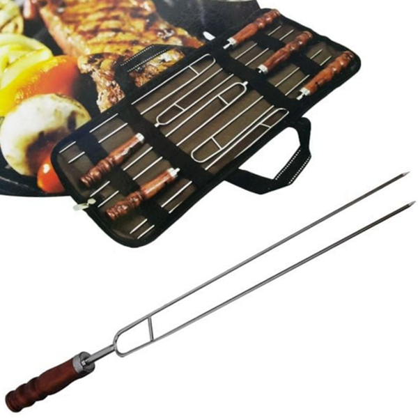 휴대용 바베큐 꼬치 캠핑용 스테인레스 꼬치 꼬챙이 재사용 스텐 원목