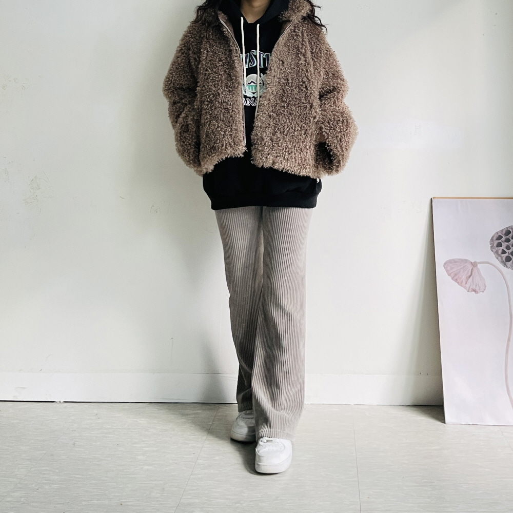 여성 후리스 집업 양털 뽀글이 자켓 하이넥 - 상세 이미지 4