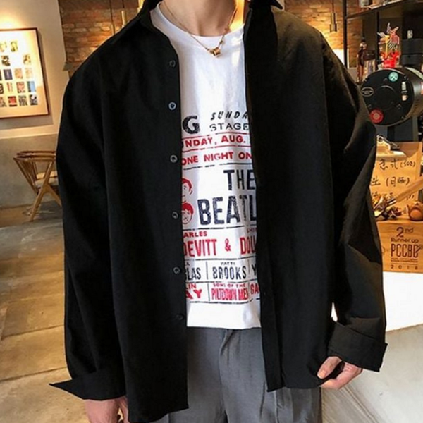 루즈핏 남자 긴 팔 남방 데일리 남자 오버핏 남방 간절기 - 상세 이미지 2