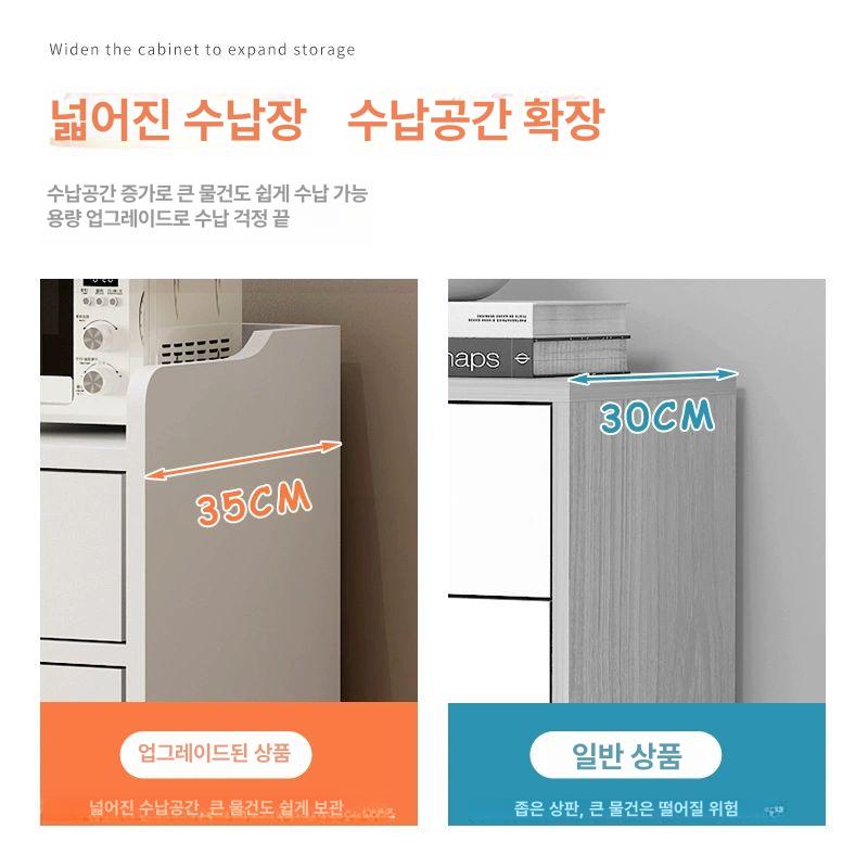 커피머신 선반 접시 수납장 하부장 받침대 사무실 보관함 양문이중서랍 80 35x80cm 블랙그레이 - 상세 이미지 4
