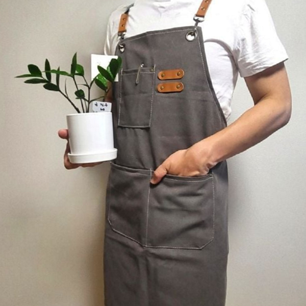 바리스타 캔버스 앞치마 워싱 멀티 포켓 앞치마 남녀공용 작업용 카페