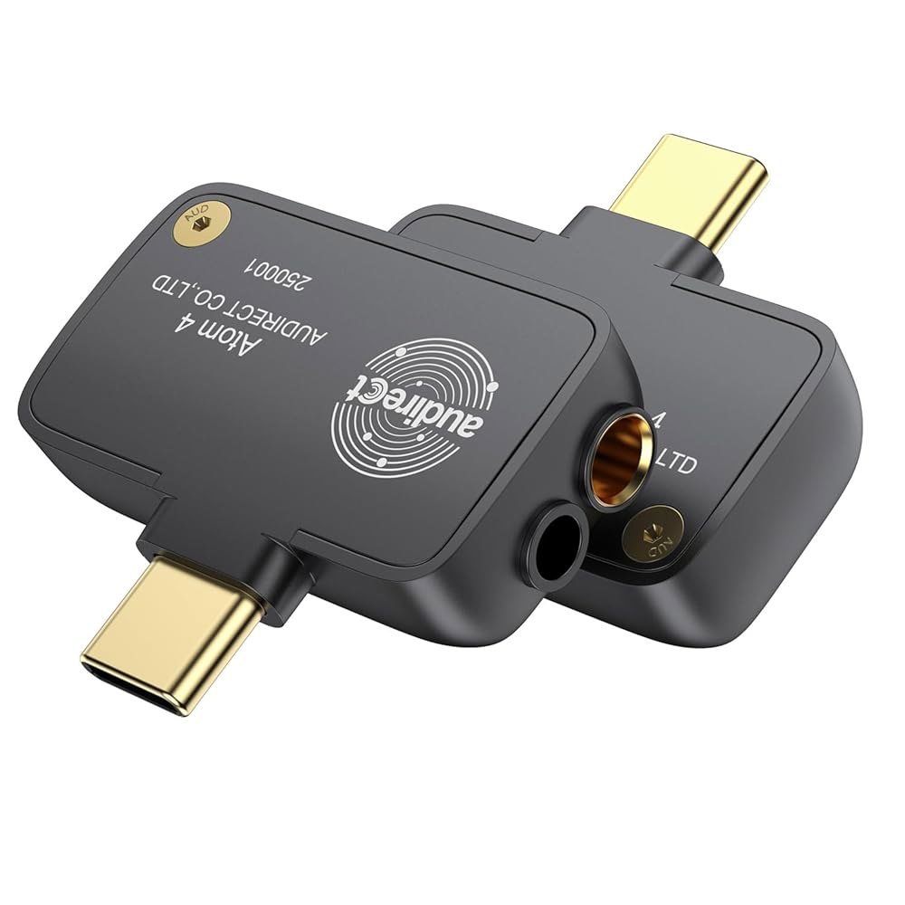 Audirect ATOM4 휴대용 오디오 디코더 (그레이) 헤드폰 고충실도 경량 엔드 및 휴대용(USB-C 3.5mm 사운드 출력 앰프 싱글 밸런스 품질 인터페이스) 4.4mm - 상품 이미지
