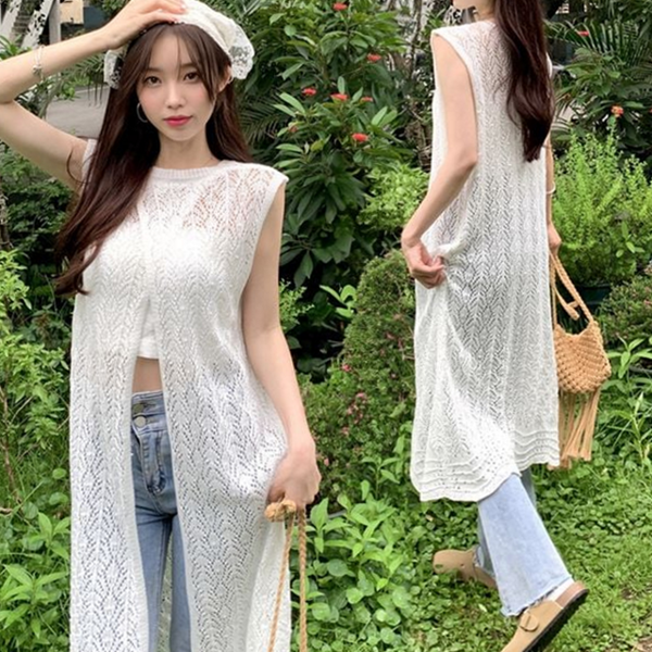 루즈핏 여성 펀칭 원피스 데일리 여성 레이어드 원피스 나시 여름 - 상품 이미지
