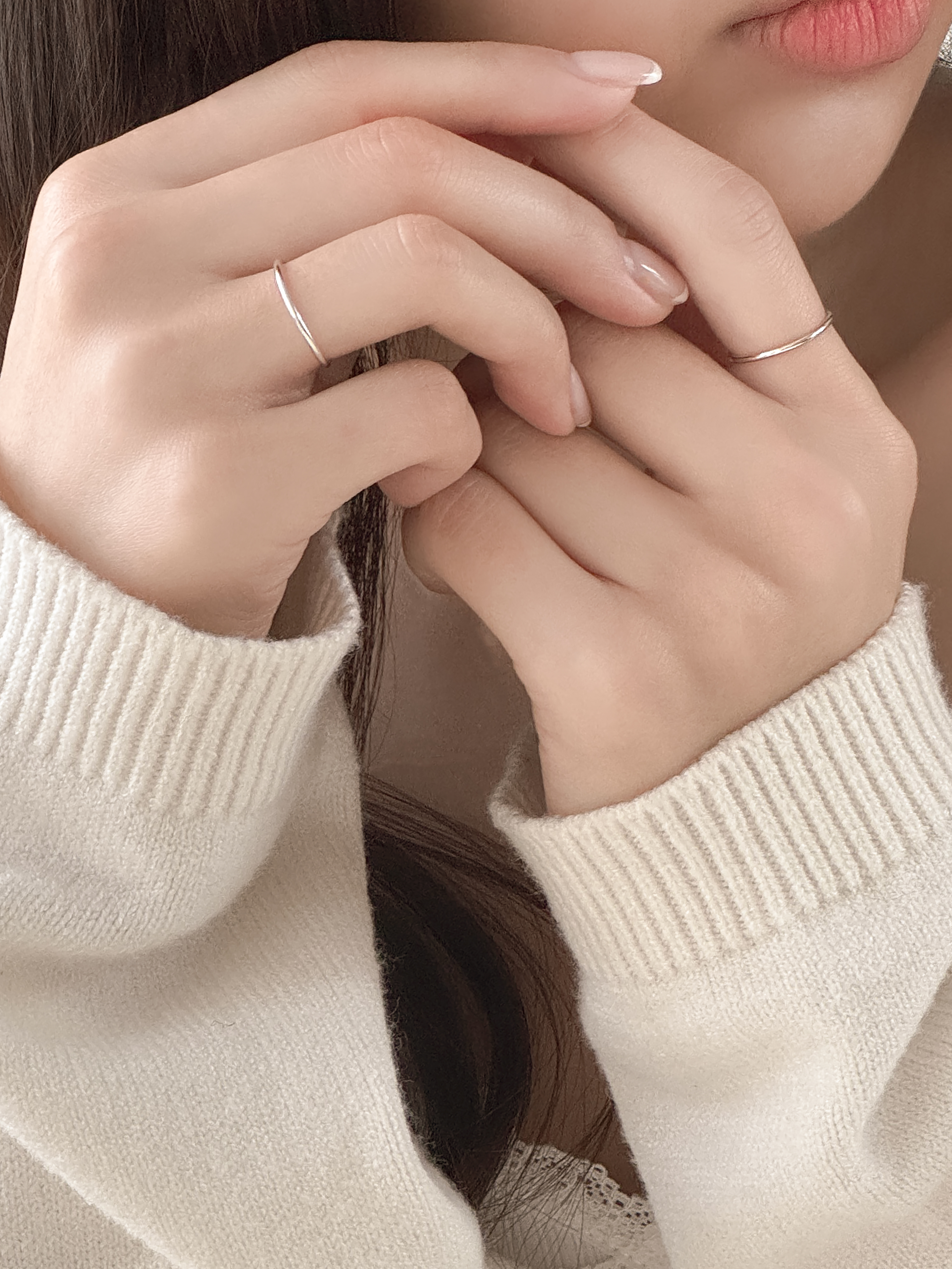925실버 1.15mm 데일리 심플링 은반지 파이프링 다섯손가락 열손가락 우정 커플 - 상세 이미지 5