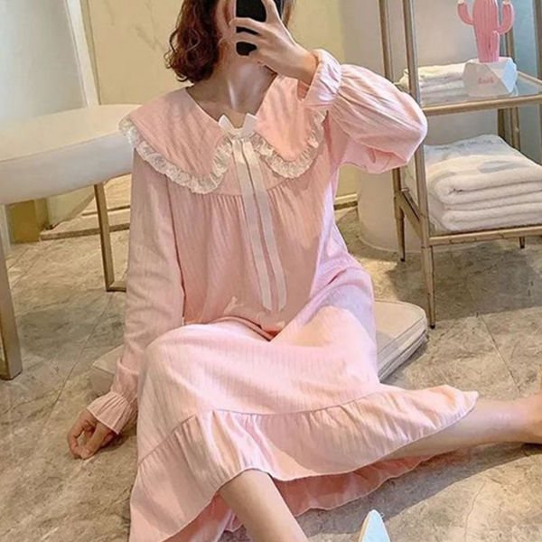 루즈핏 여성 잠옷 원피스 데일리 여자 잠옷 원피스 파자마 홈웨어 - 상품 이미지