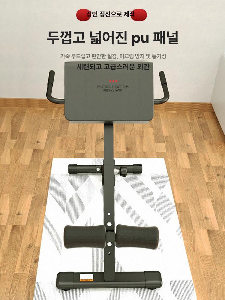 백익스텐션 머신 헬스 홈짐 등근육 코어강화 웨이트 강철프레임 높이조절 일체형 - 상세 이미지 4