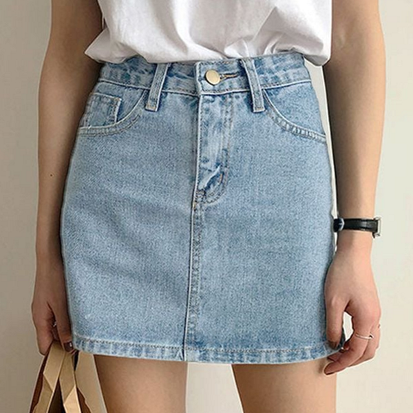 하이 데님 미니 스커트 워싱 캐주얼 미니 스커트 청치마 데일리 - 상품 이미지