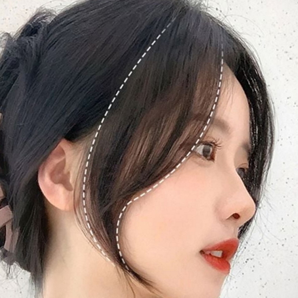 시스루 여성 앞머리 가발 자연 여성 부분 가발 붙임머리 가르마 - 상품 이미지