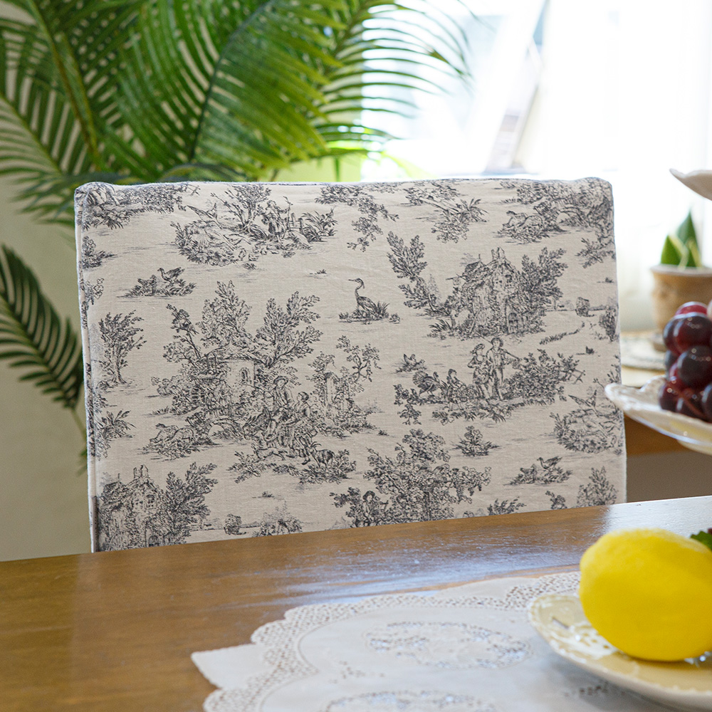 뜨왈 식탁 의자 등커버, 맞춤 제작 면린넨 등받이 덮개 명화 M, 그레이