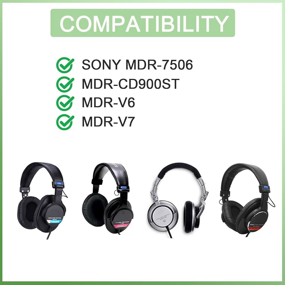 hopopower 소니 MDR-7506 MDR-V6 MDR-V7 패드, 소음 차단 이어 교체용 고밀도 이어패드 있는 MDR-CD900ST 폼이 헤드폰용 두께 쿠션, 추가 - 상세 이미지 3