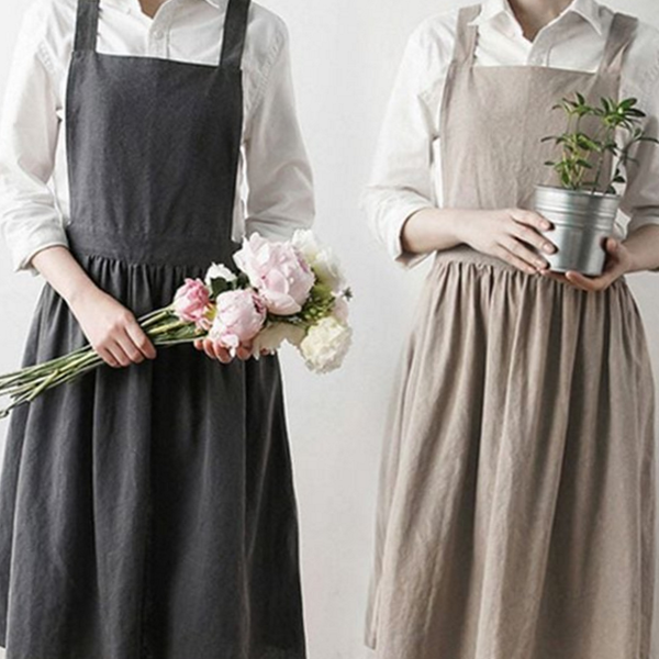 넉넉한 린넨 앞치마 원피스형 원피스 앞치마 데일리 주방 카페 요리