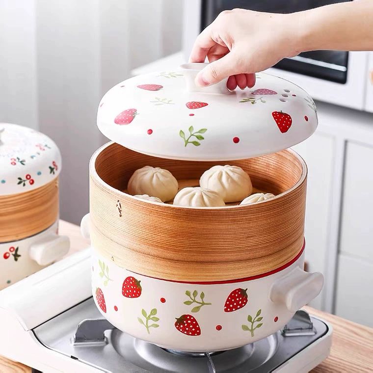 편백나무 원형 만두 편백 가정용 편백찜 해물 찜솥 찜통 1.5L 화이트 찜기 1-2인용 - 상세 이미지 4