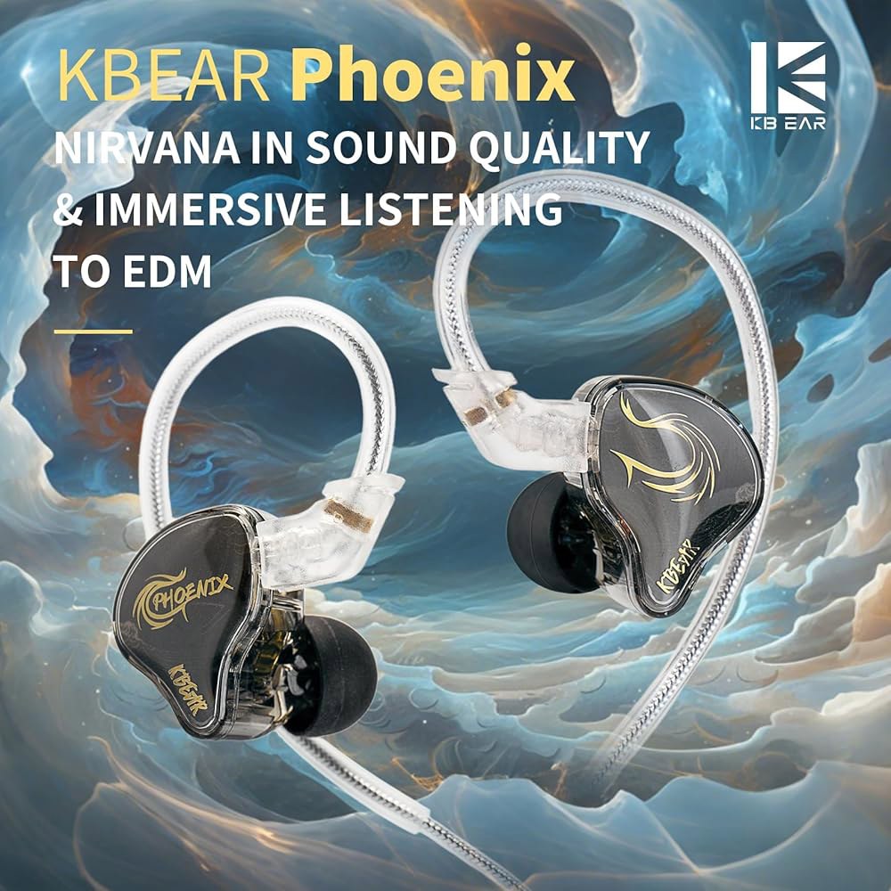 KBEAR Phoenix 유선 헤드폰 USB 가수 DD+PET 스테레오 IEM 이어버드 C IEM, 타입 클리어 10mm 게이밍 사운드 C, 뮤지션용 일체형 탈착식 이어폰 - 상세 이미지 3