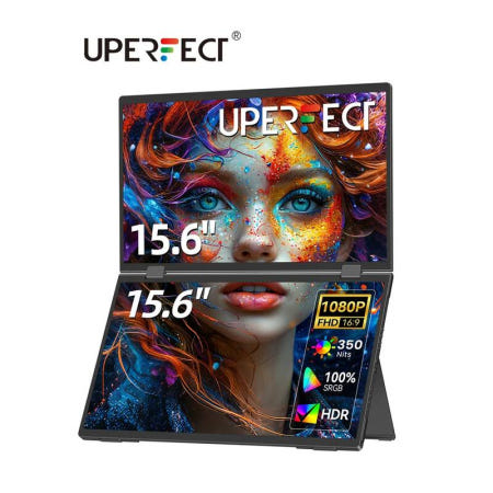 [해외]UPERFECT 듀얼 휴대용 모니터 15.6 1080P FHD IPS 접이식 스택 트리플 노트북 화면 확장기 게임용 USB-C 플러그 앤 플레이 여행용  China Main