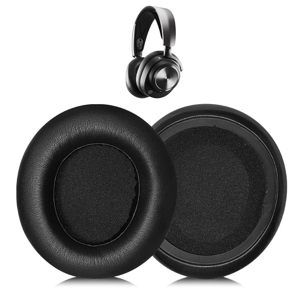 SteelSeries Arctis Nova Pro 무선 고밀도 호환되는 단백질 패드, 헤드폰과 교체용 폼이 있는 부드러운 이어 매우 메모리 쿠션, 이어패드, 두꺼움 가죽 - 상품 이미지