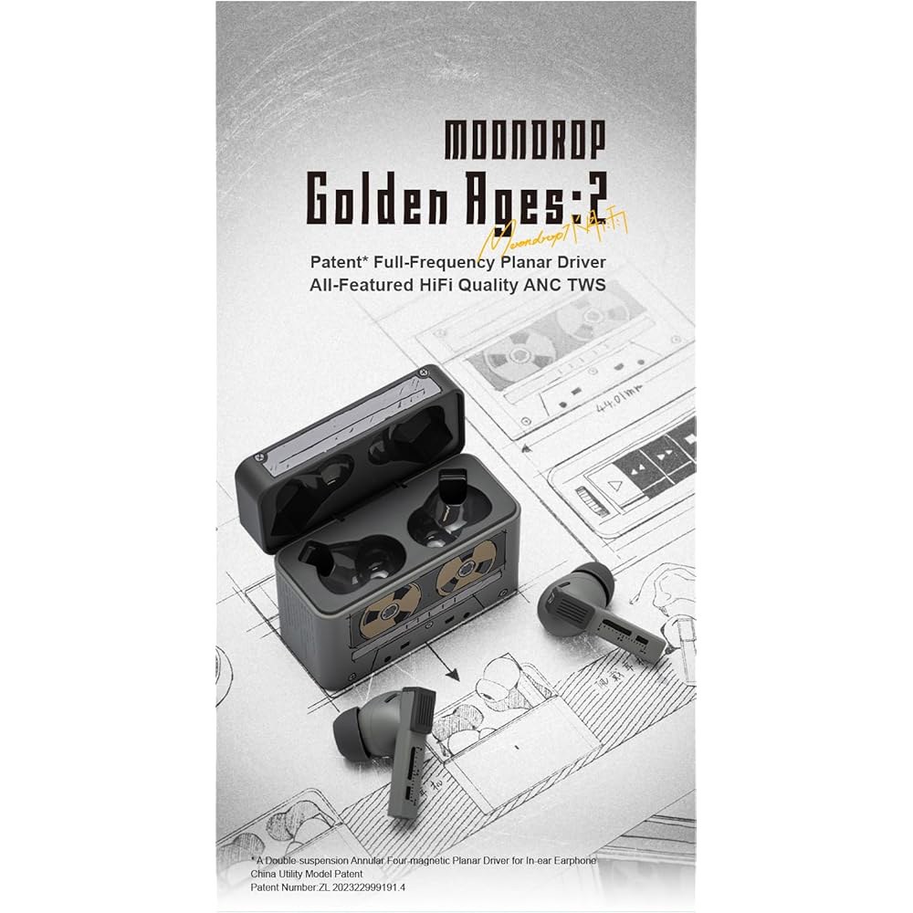 Moondrop Golden Ages 2 MD-TWS-039 블루투스 ANC 게인 LDAC 6.0 헤드폰 게이밍 TWS 출력 조절 VDSF 이어폰 가능한 - 상세 이미지 2