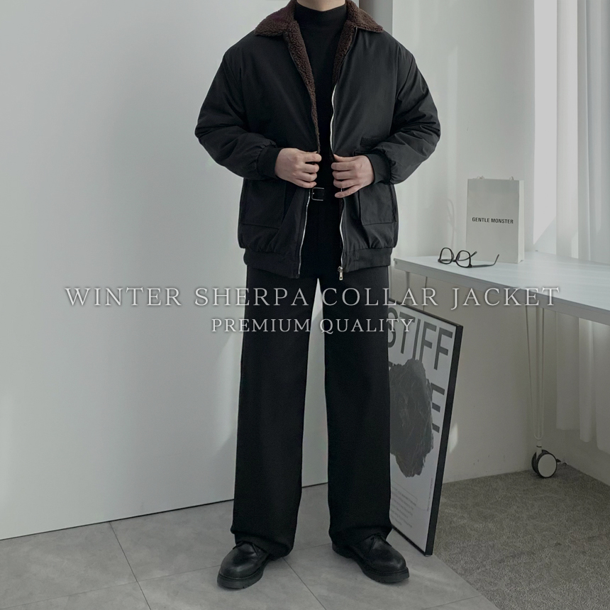 남자 양털 카라 점퍼 무스탕 패딩 겨울 잠바 항공점퍼 - 상세 이미지 3