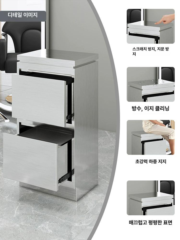 스테인레스 서랍장 미용실 거치대 정리대 사물함 왜건 단면 3단 블랙 헤어라인 드라이어 홀 지문방지 재고 정리 78x30x40cm - 상세 이미지 4