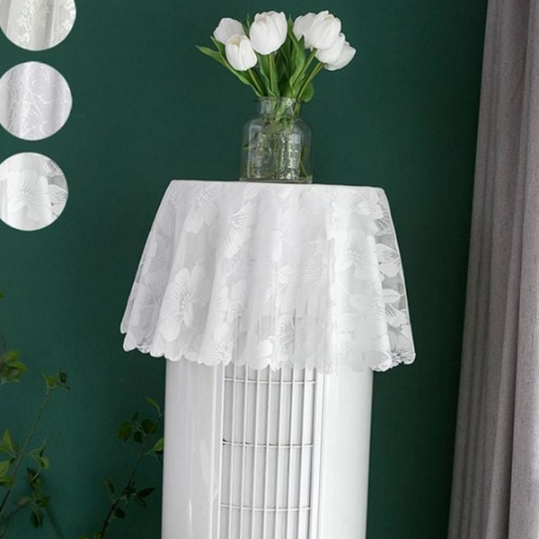 플라워 스탠드 에어컨 커버 레이스 원형 에어컨 커버 화이트 장식