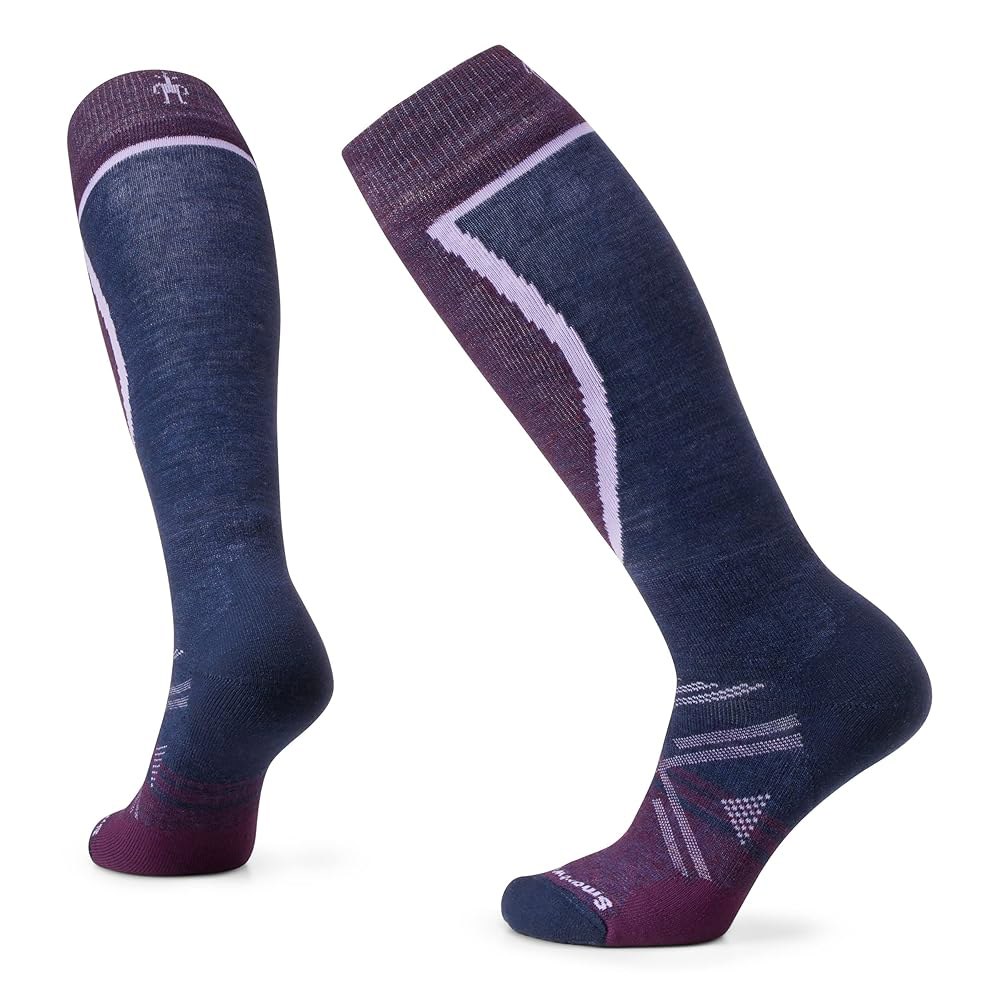 Smartwool 여성용 스키 풀 쿠션 더 퍼플 아이리스, 카프 미디엄 오버 양말, Purple Iris Small - 상품 이미지