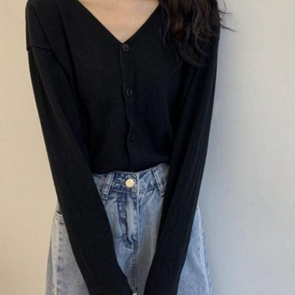 루즈핏 여성 가디건 데일리 여성 브이넥 가디건 간절기 가을 - 상세 이미지 2