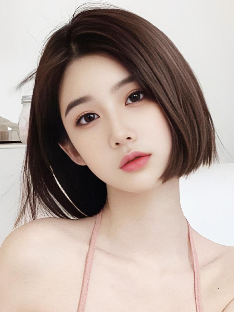 인모테슬컷가발 똑단발 가발 항암 엄마 100%인모 30cm 35cm 30cm 모카브라운 중간 분할 - 상품 이미지