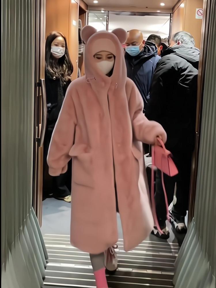 에코퍼롱코트 연말모임룩 모피 밍크코트 인조퍼 인조밍크코트 양털 퍼롱코트 에코퍼후드 여성퍼코트 - 상세 이미지 5