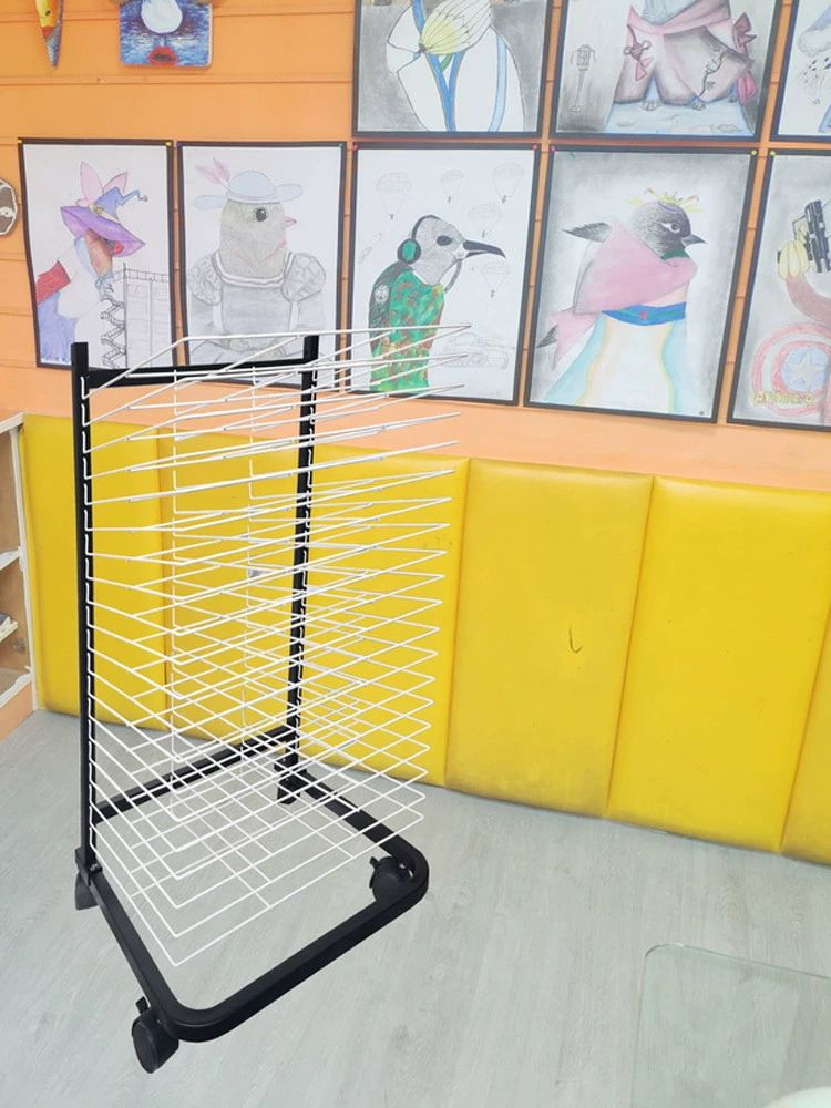 그림 건조대 대형 작품 캔버스 전용 이동식 도화지 철제 kn-fe20-l 스탠딩형 A3 단면 20칸 - 상세 이미지 4