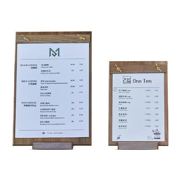 우드 술집 A4 메뉴판 안내판 카페 미용실 원목 제작 나무판 스탠드 식당 테이블 클립보드 - 상품 이미지