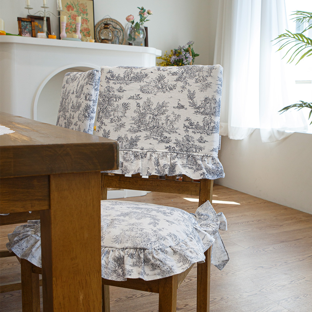 뜨왈 식탁 의자 등커버, 맞춤 제작 면린넨 등받이 덮개 명화 M, 그레이