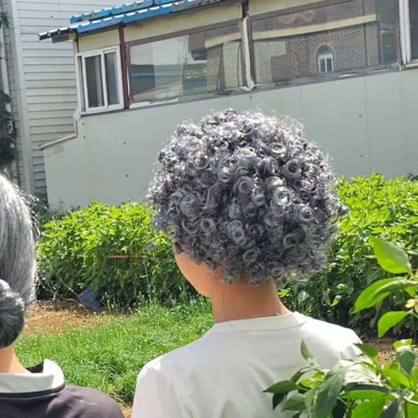 곱슬머리 할머니 가발 뽀글이 뽀글 머리 가발 패션 소품 공연 - 상품 이미지