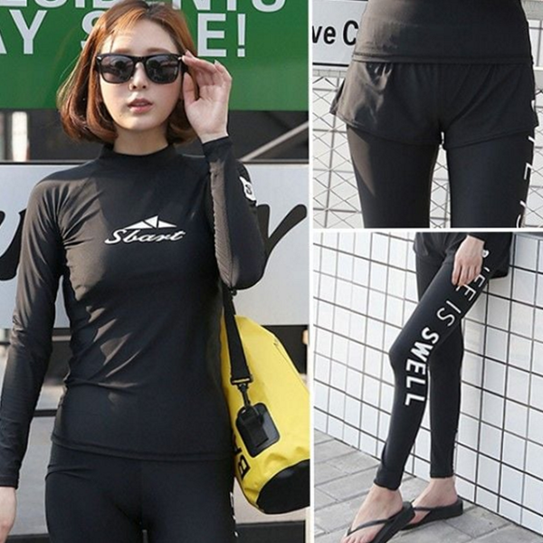 물놀이 여성 래쉬가드 자외선 여자 비치 웨어 상의 반팔 - 상품 이미지
