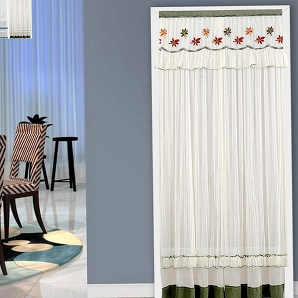인테리어 주방 가림막 커튼 레이스 현관 가림막 커튼 현관문 자수