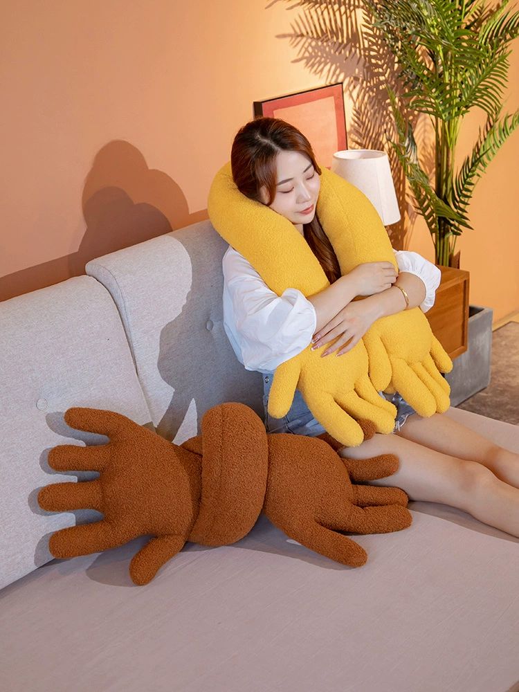 손가락 긴팔 쿠션 손모양 차박 베개 봉제 인형모양 테디 플러시 핑크 80cm - 상세 이미지 3