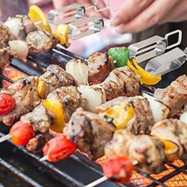 스테인리스 캠핑 바비큐 꼬치 휴대용 슬라이드 바비큐 꼬치 스텐 구이용