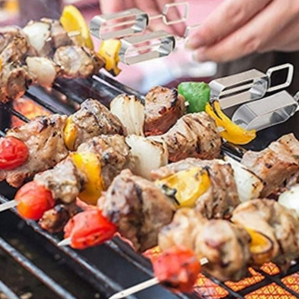 슬라이드 캠핑 바비큐 꼬치 스테인리스 스텐 바비큐 꼬치 휴대용 야외