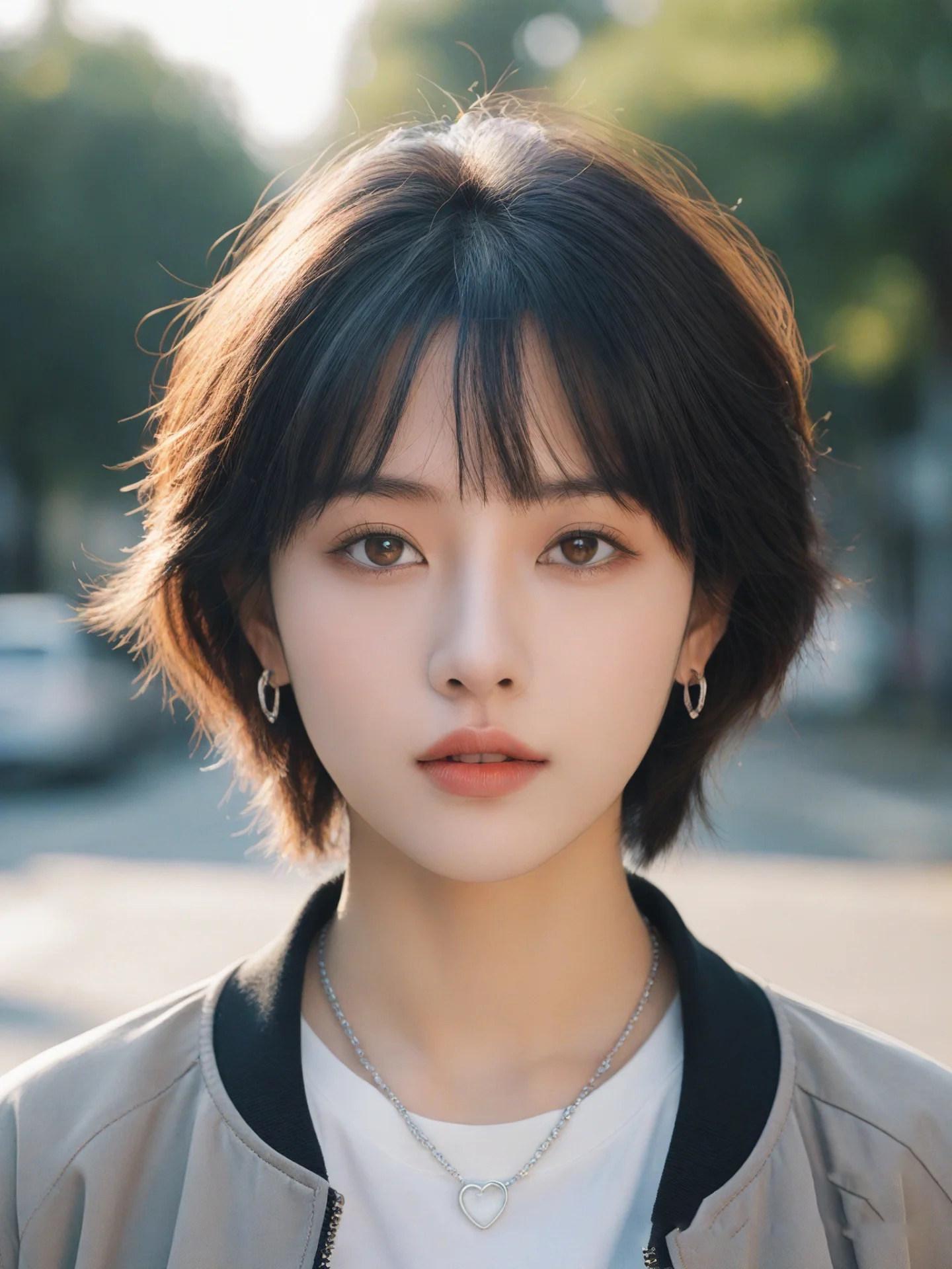 인모 레이어드 숏 단발 가발 항암 엄마 100%진짜 내추럴블랙 - 분할 자연 헤어 - 상세 이미지 2