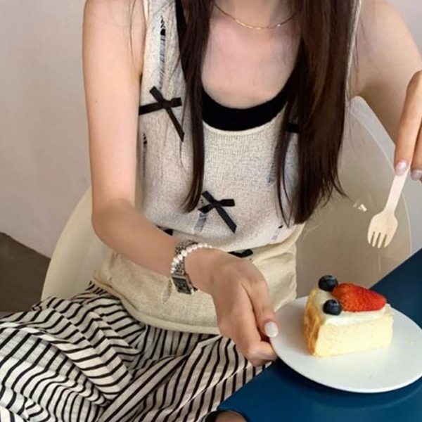 루즈핏 여성 상하의 세트 데일리 여성 나시 와이드 팬츠 여름 - 상세 이미지 2