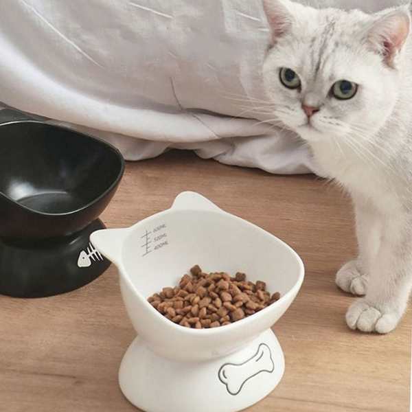 도자기 강아지 밥그릇 세라믹 고양이 밥그릇 반려동물 물그릇 식기 높이 - 상품 이미지