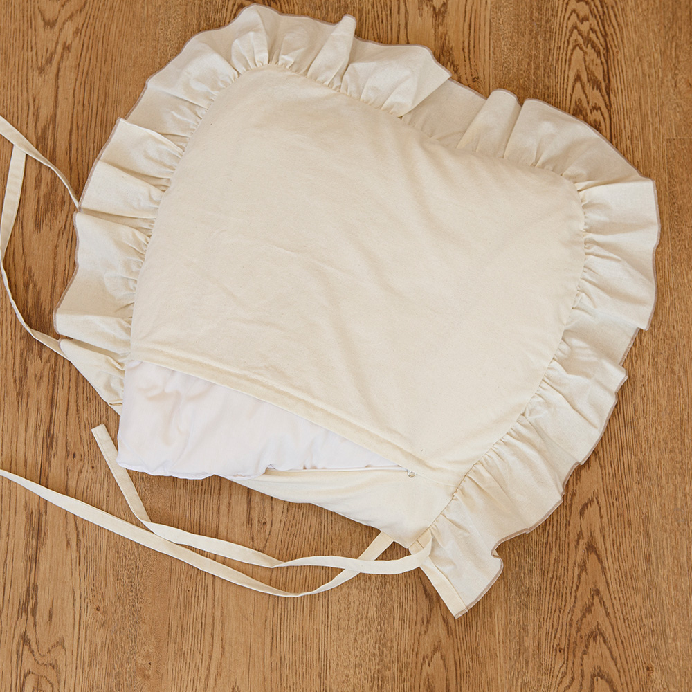 이지 식탁 의자 등받이 & 방석 커버, 내츄럴 순면 워싱 프릴 덮개