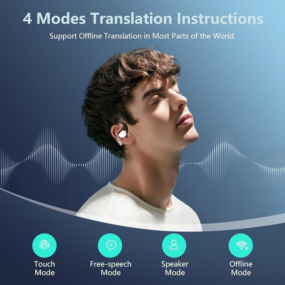 ZIDOXING AI 번역 이어버드 실시간 번역기 in 3 및 이어 헤드폰, 60시간 1 비디오 오픈 164개 시간, 이어버드, 오디오 포함 언어 재생 - 상세 이미지 3