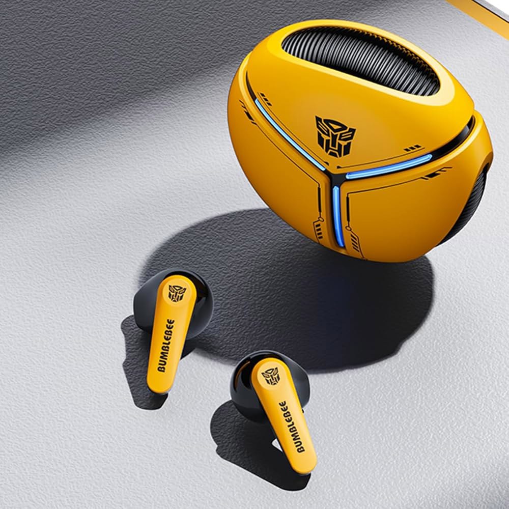 Transformers TF-T30 블루투스 TWS 무선 디자인, 코어 HD 통화 이어버드, 인이어 게임 노이즈 음악 쿨 HiFi (옐로우 모드, 시간 짧은 스포츠 캔슬링 범블비) - 상세 이미지 3