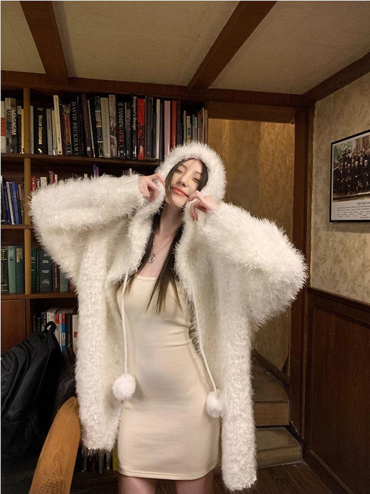 울코트 고퀄 뽀글이 퍼코트룩 연말모임룩 에코퍼롱코트 겨울코트 밍크코트 인조퍼 페이크퍼코트 - 상세 이미지 3