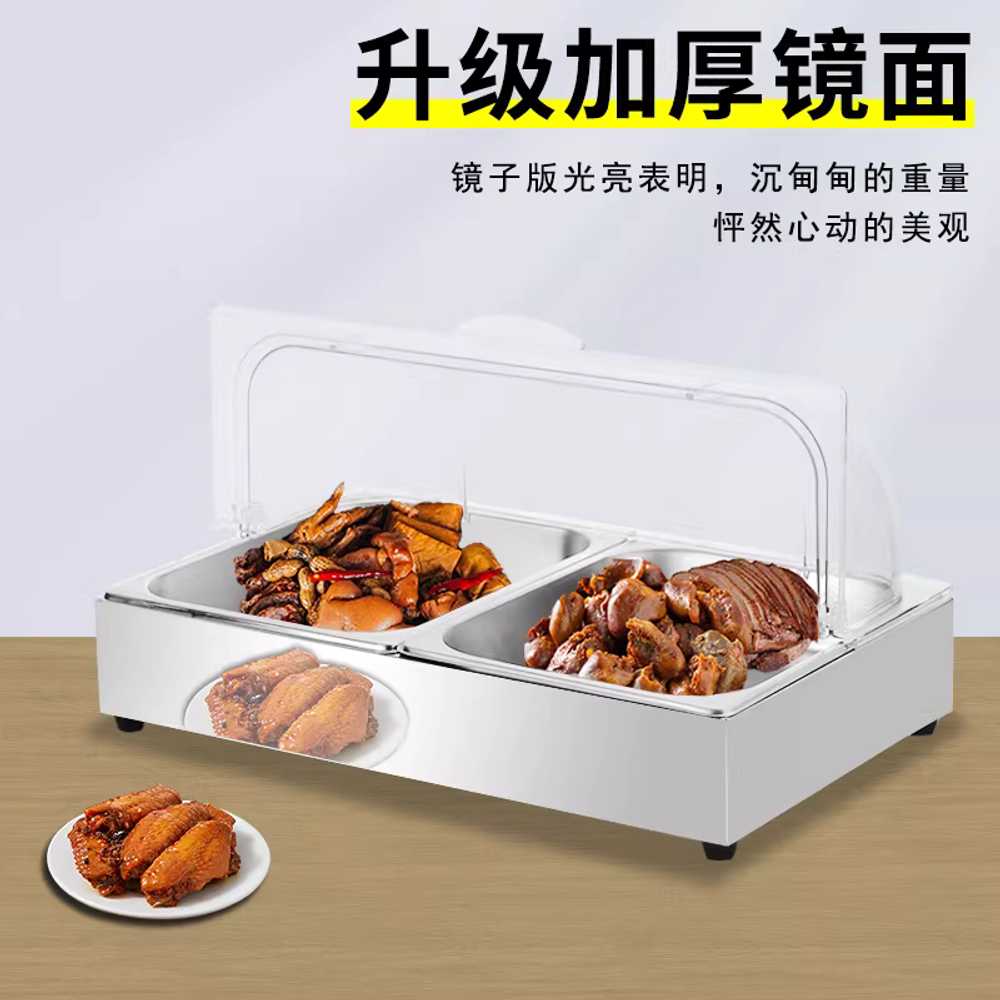 뷔페 반찬통 스테인레스 호텔 식당 셀프바 대용량 긴 3칸 진열대 - 상세 이미지 2