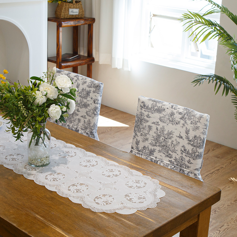 뜨왈 식탁 의자 등커버, 맞춤 제작 면린넨 등받이 덮개 명화 M, 그레이