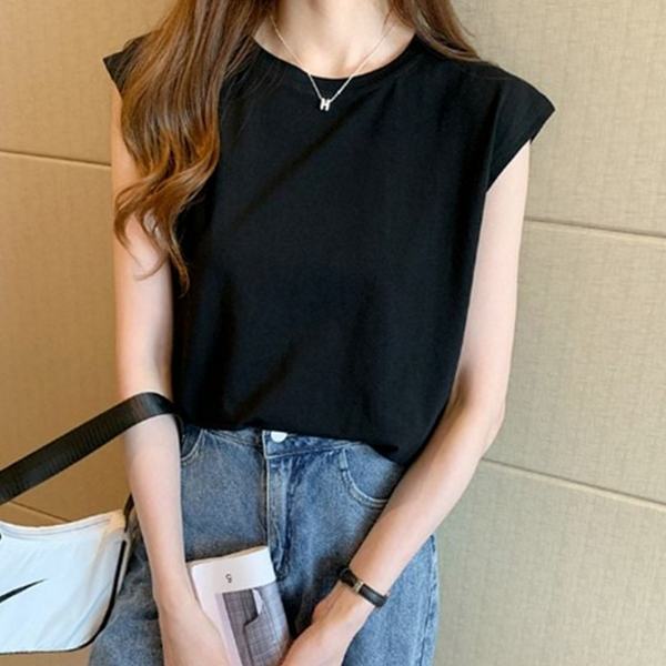 민소매 여성 루즈핏 나시 데일리 여성 캡 소매 티셔츠 여름 - 상품 이미지