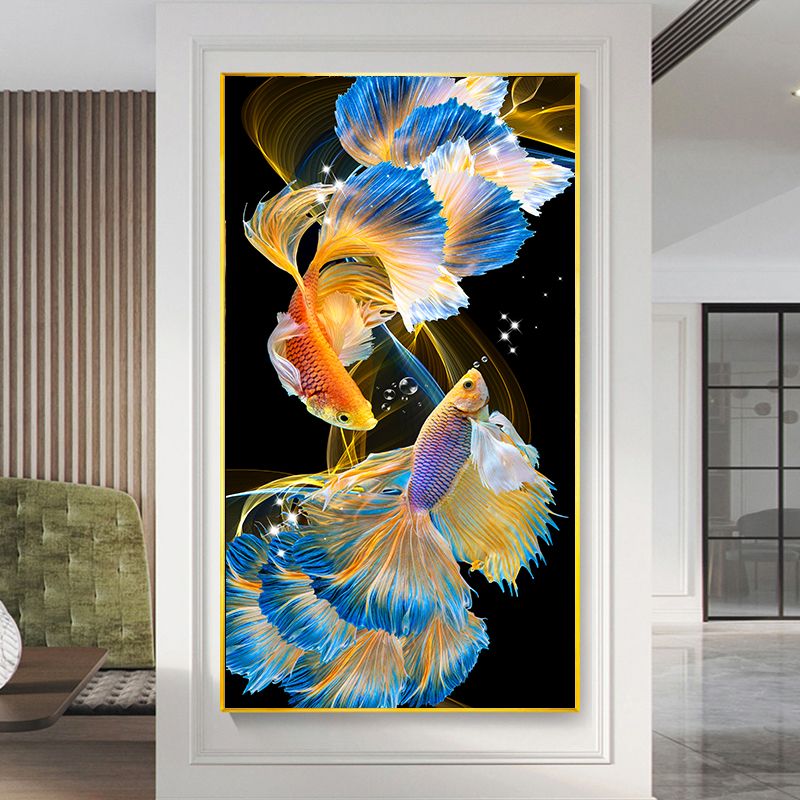 실십자수 그림 도안 구어도 물고기 복이오는 행운 도안 프린트 십자수 - 상품 이미지